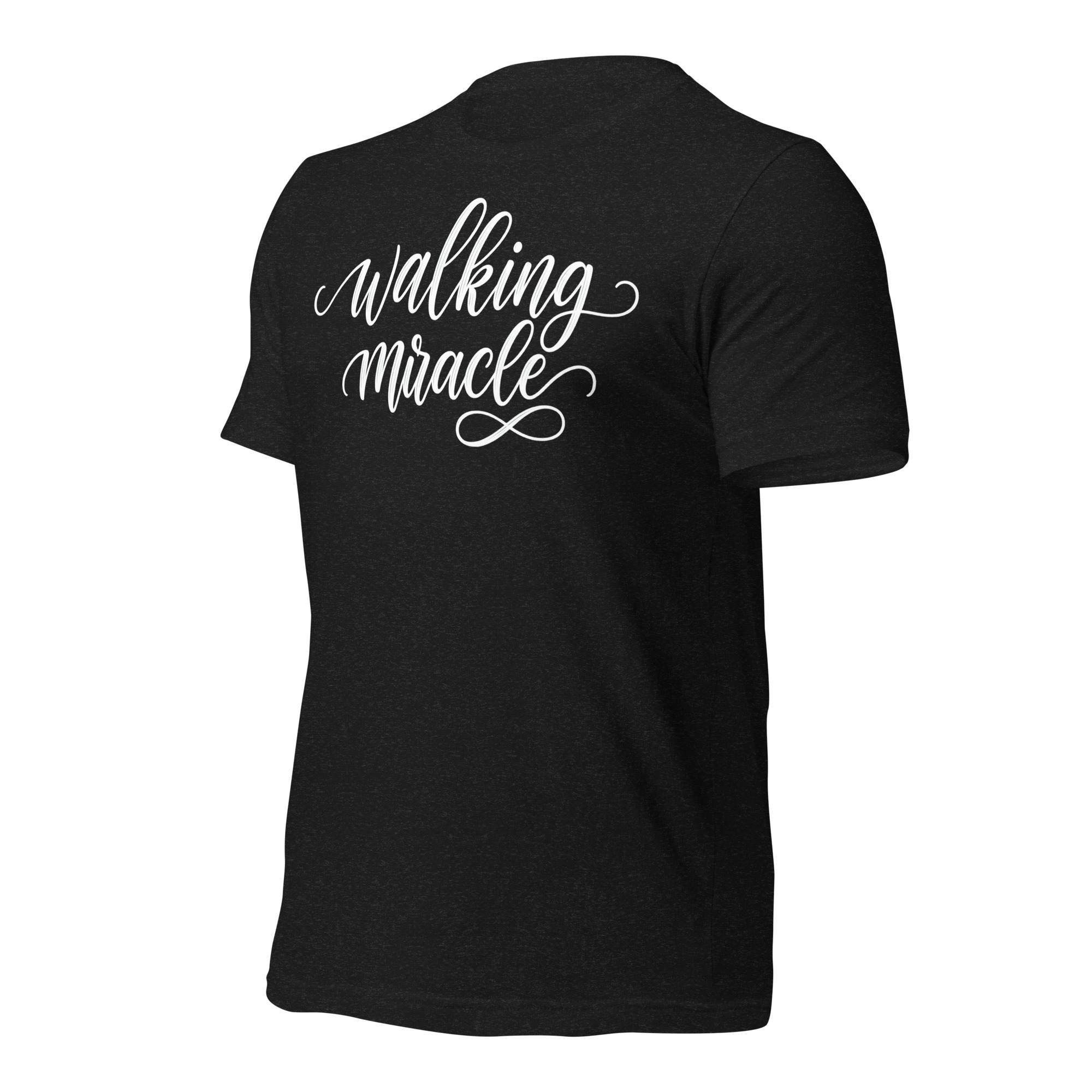 "Walking Miracle" T-shirt (white text) - Image 3