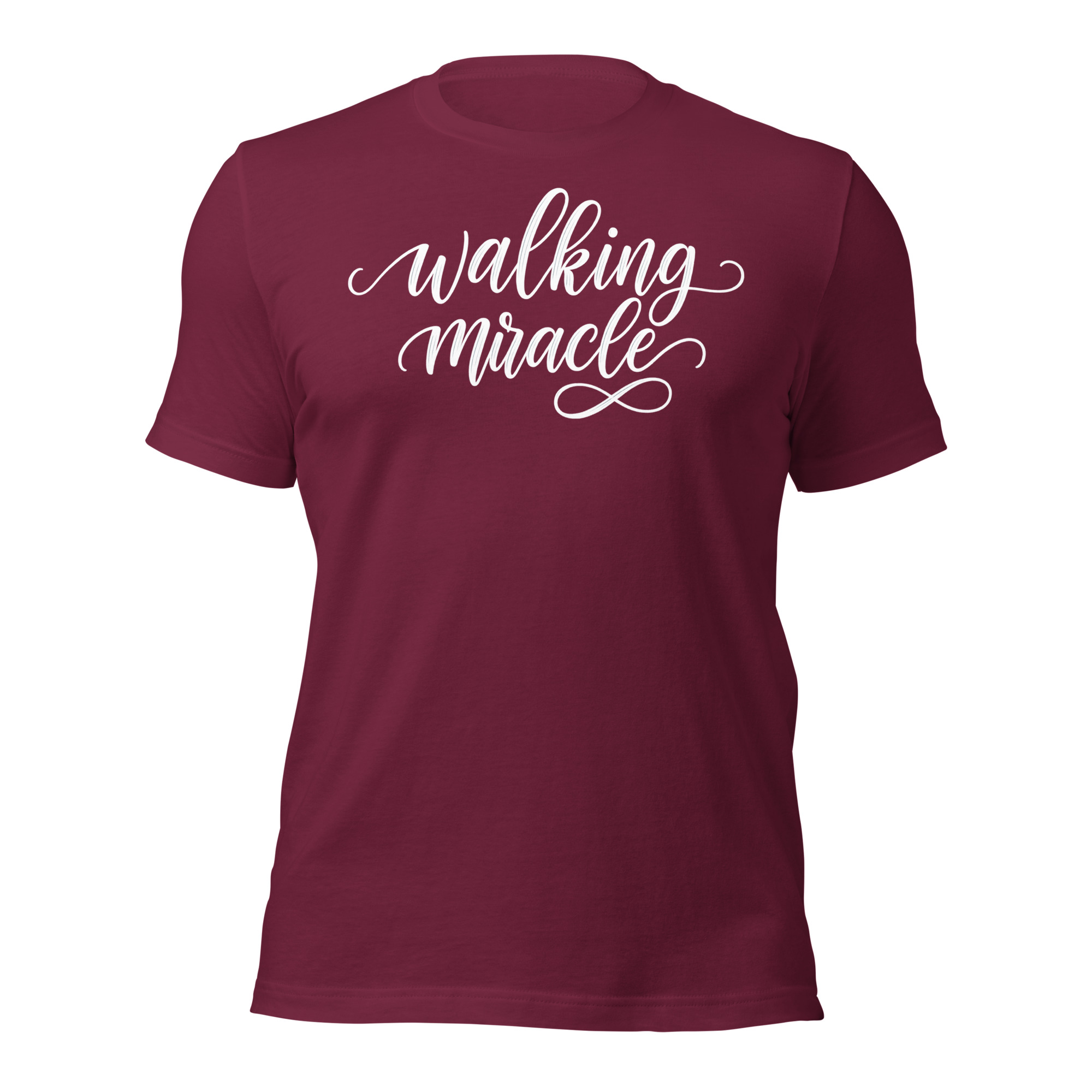 "Walking Miracle" T-shirt (white text) - Image 8