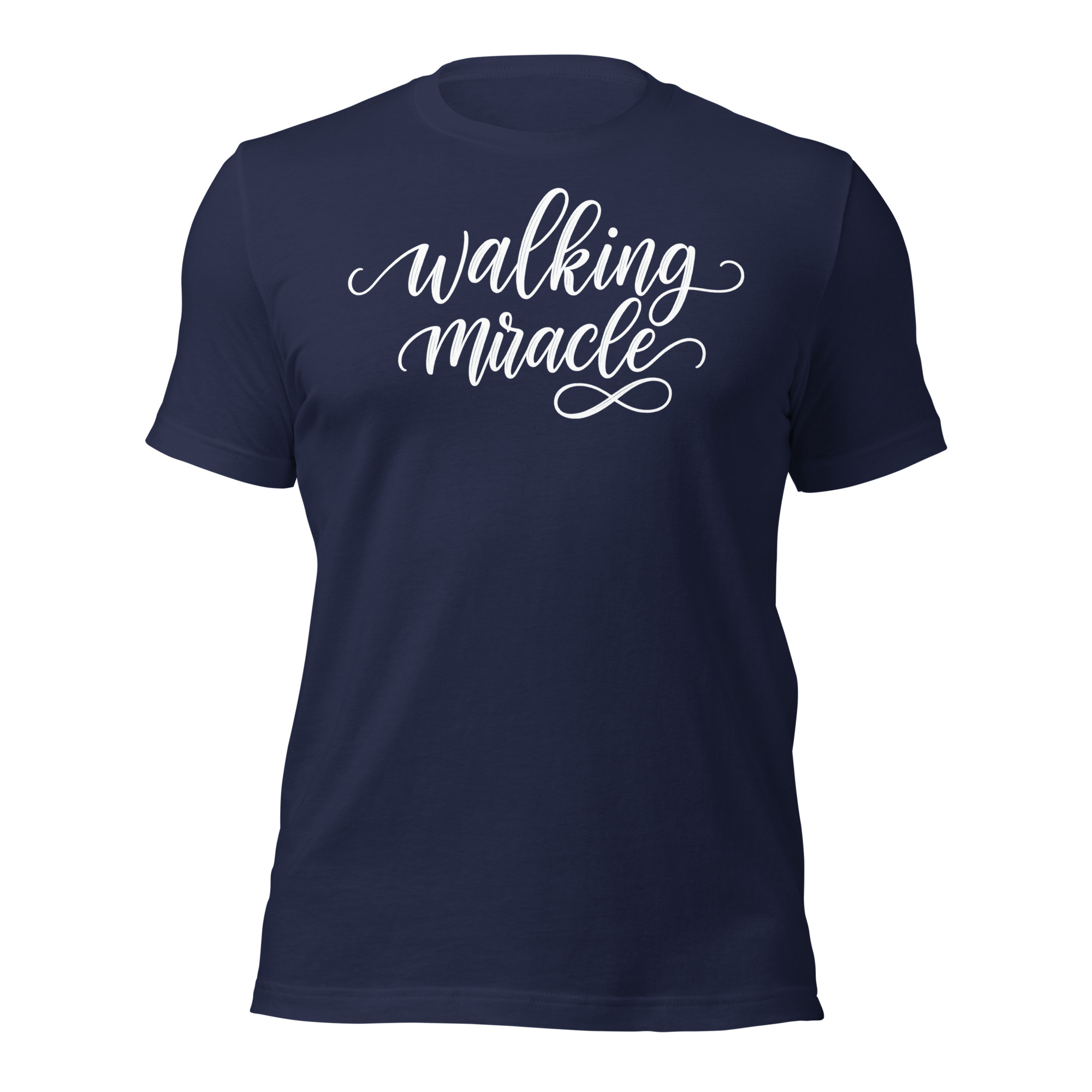 "Walking Miracle" T-shirt (white text) - Image 5