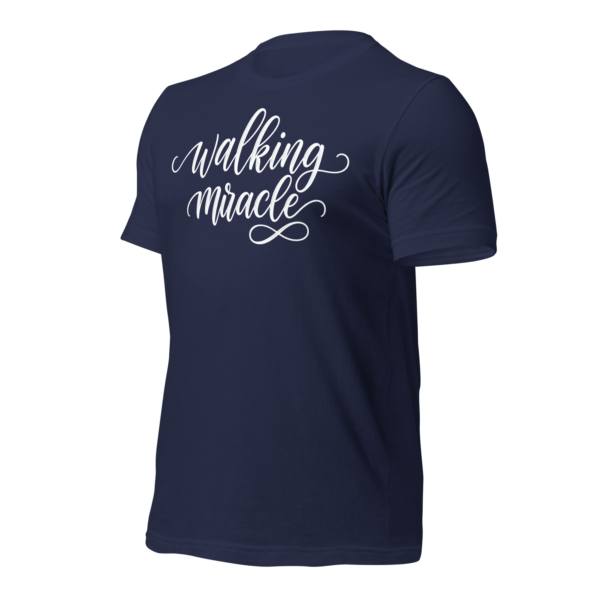 "Walking Miracle" T-shirt (white text) - Image 6